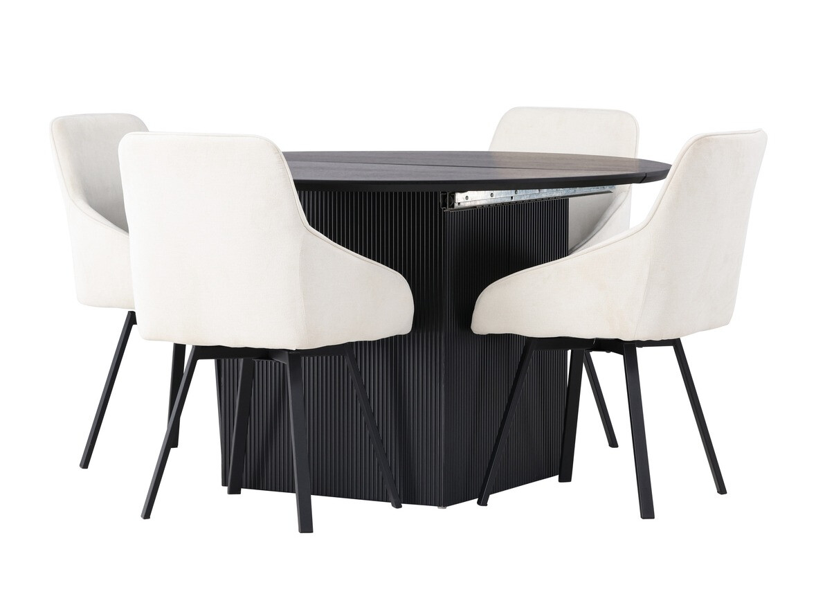 Conjunto de mesas y sillas para comedor Dallas 4335 (Negro + Beige)