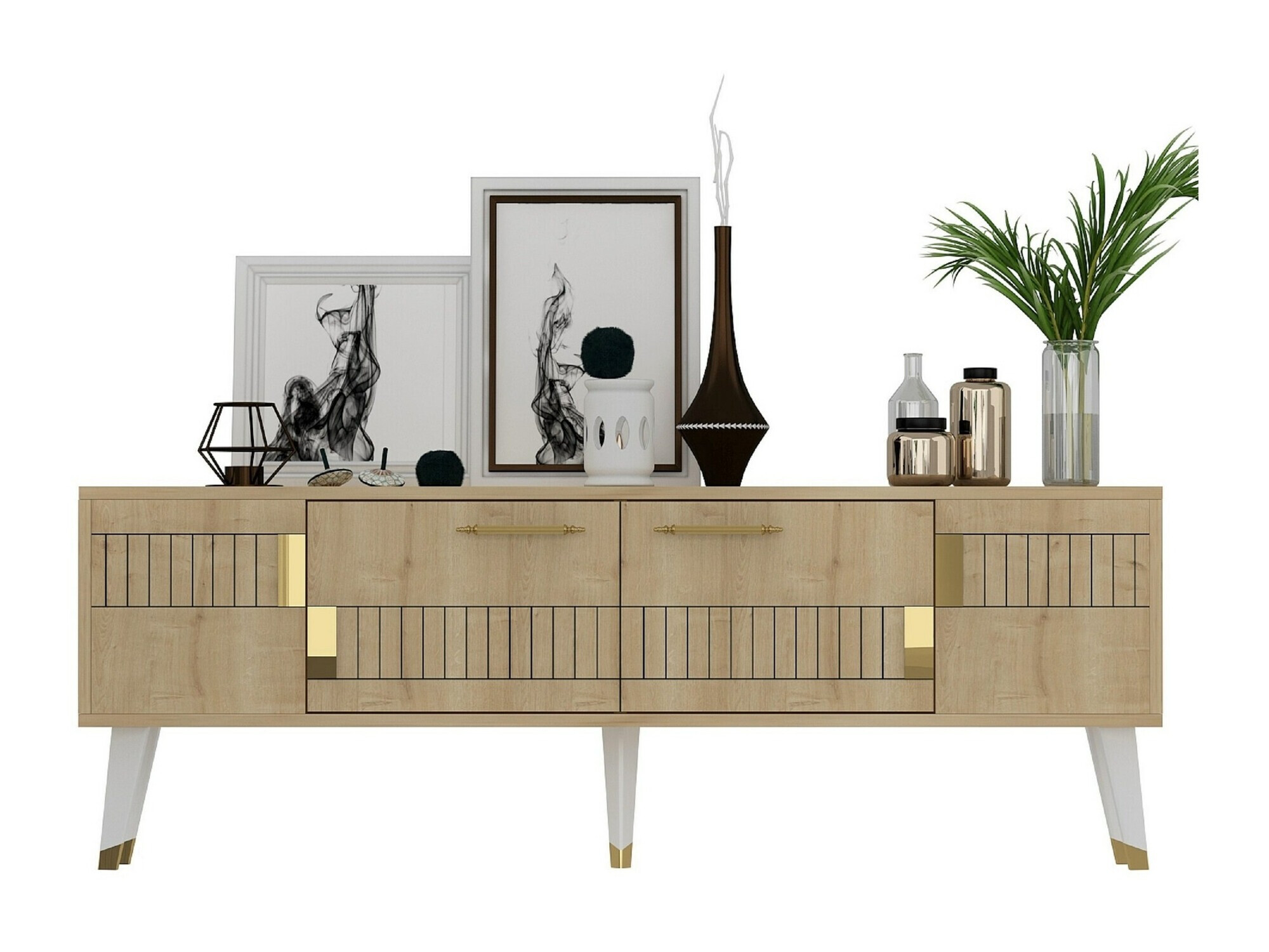 Mueble TV Kailua 1880 (Roble + Dorado)