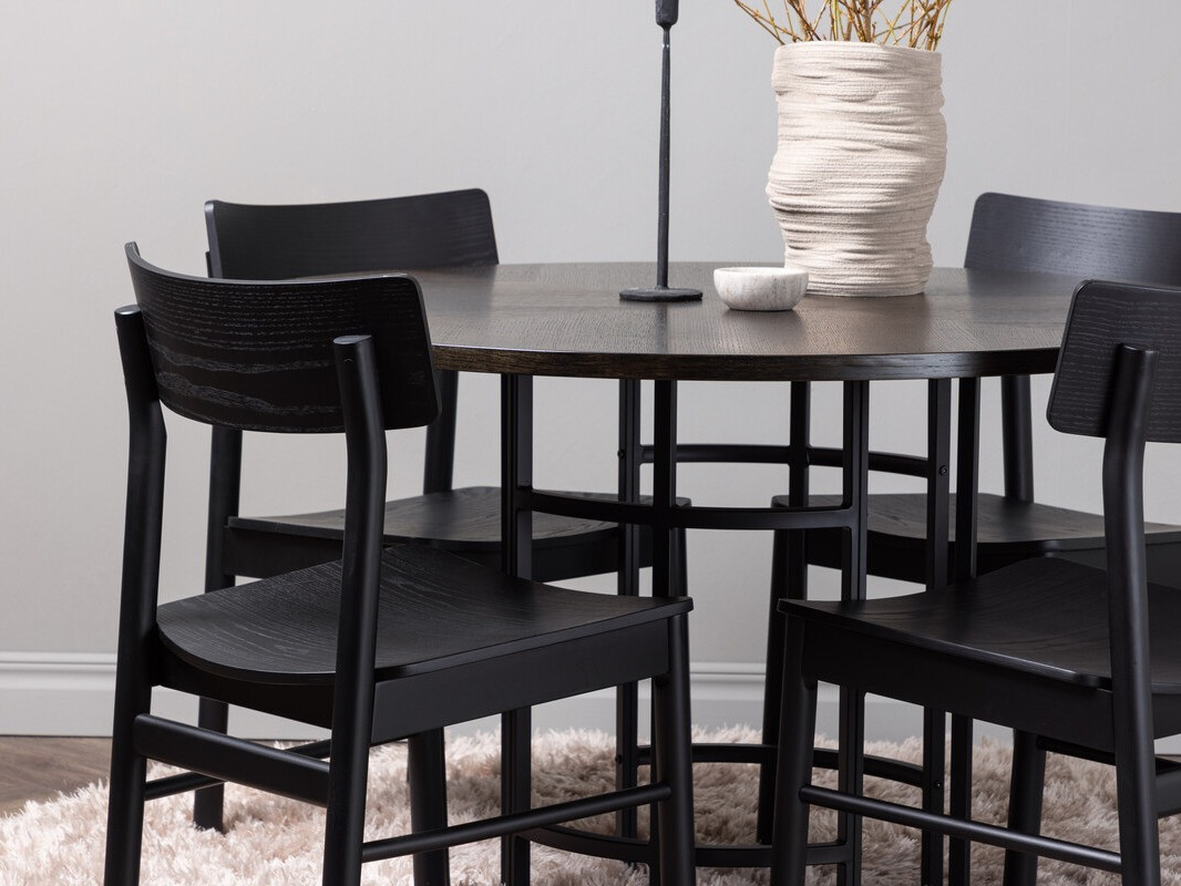 Conjunto de mesas y sillas para comedor Dallas 4336 (Negro + Marrón)