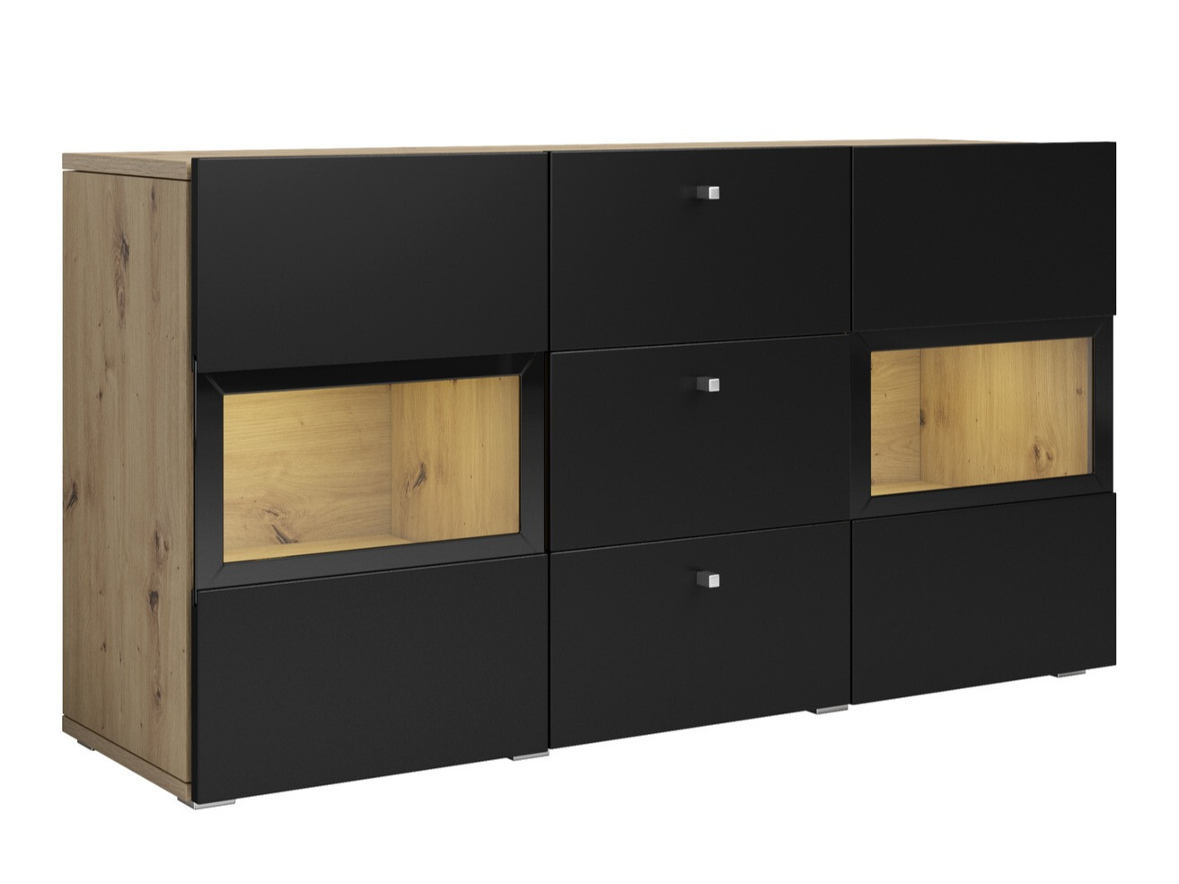 Cómoda Serodeu 101 (Roble Artisan + Negro mate)