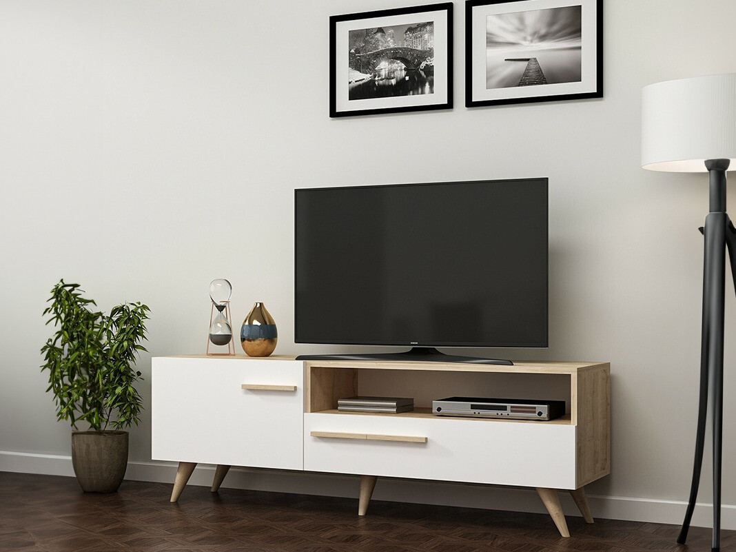 Mueble TV Kailua 1850 (Blanco + Roble)