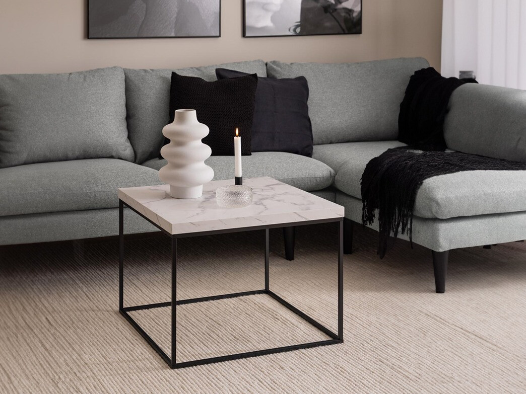 Mesa de centro Norsica 768 (Negro + Mármol blanco)