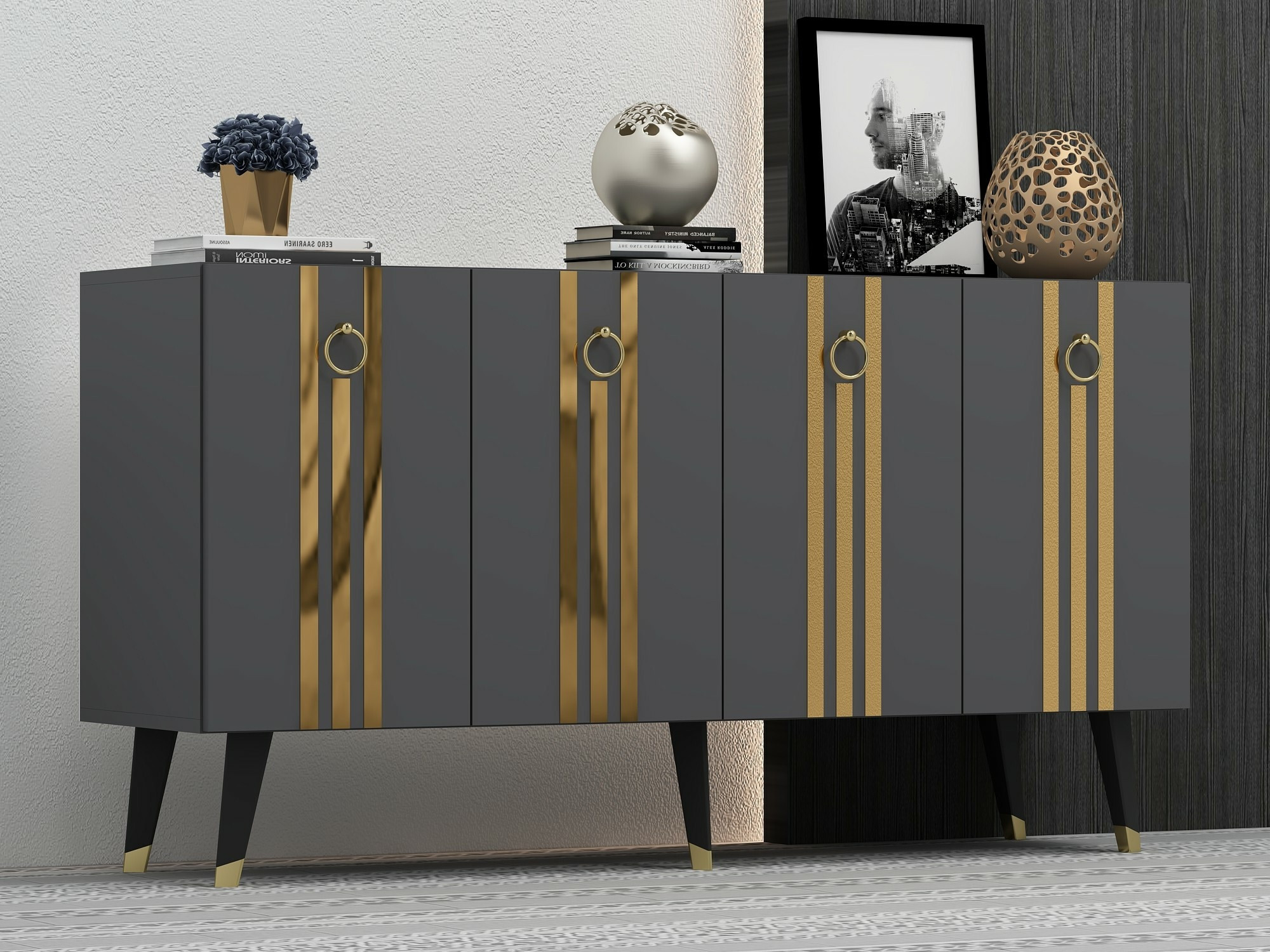 Aparador Kailua 1970 (Antracita + Dorado)