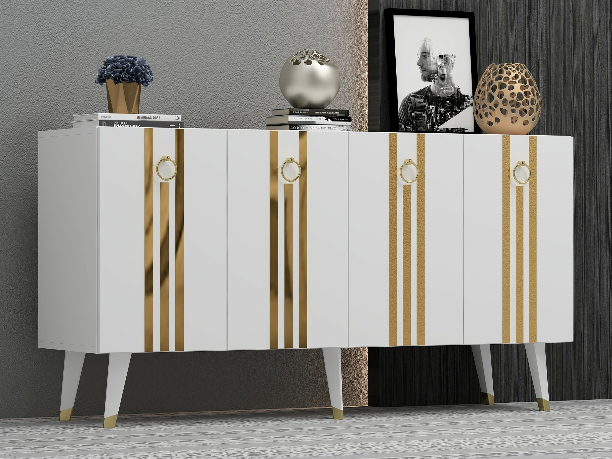 Aparador Kailua 1970 (Blanco + Dorado)