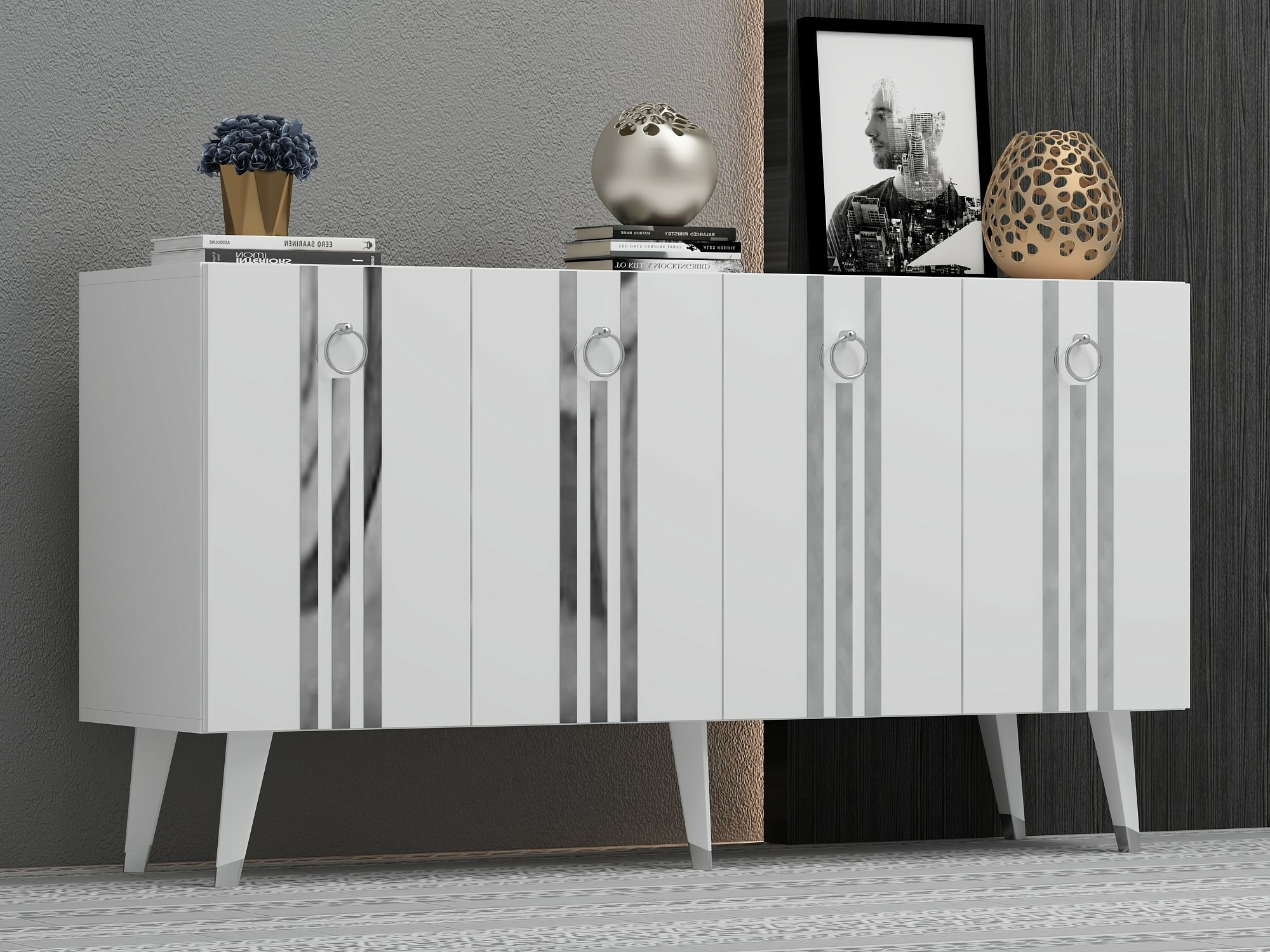 Aparador Kailua 1970 (Blanco + Plata)