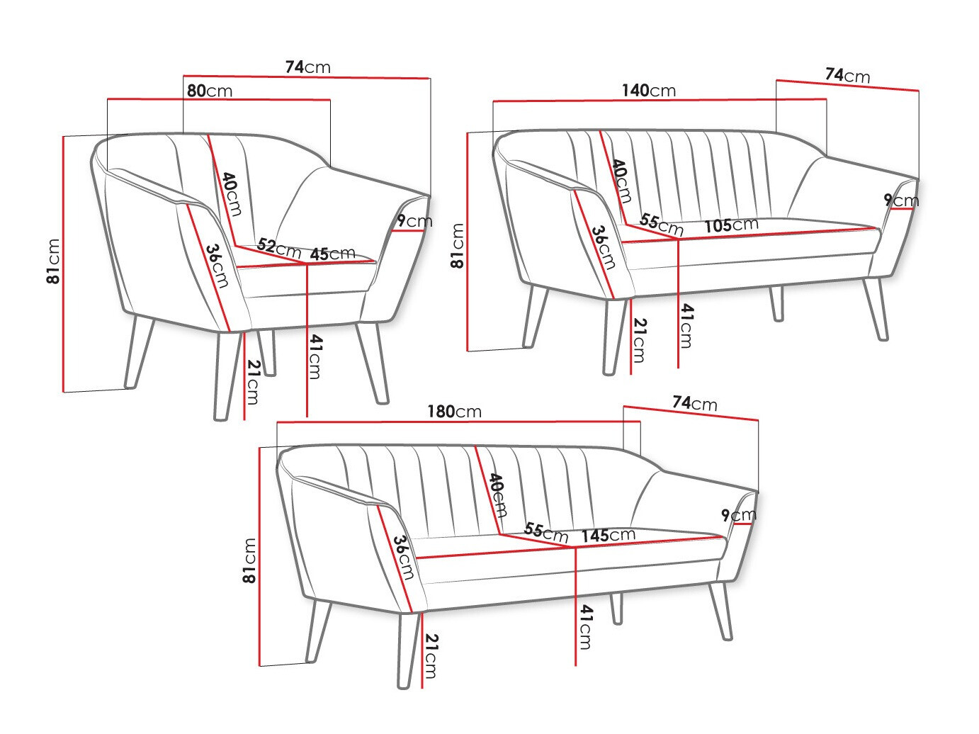 Conjunto de muebles tapizado Arvada 121 (Manila 35)