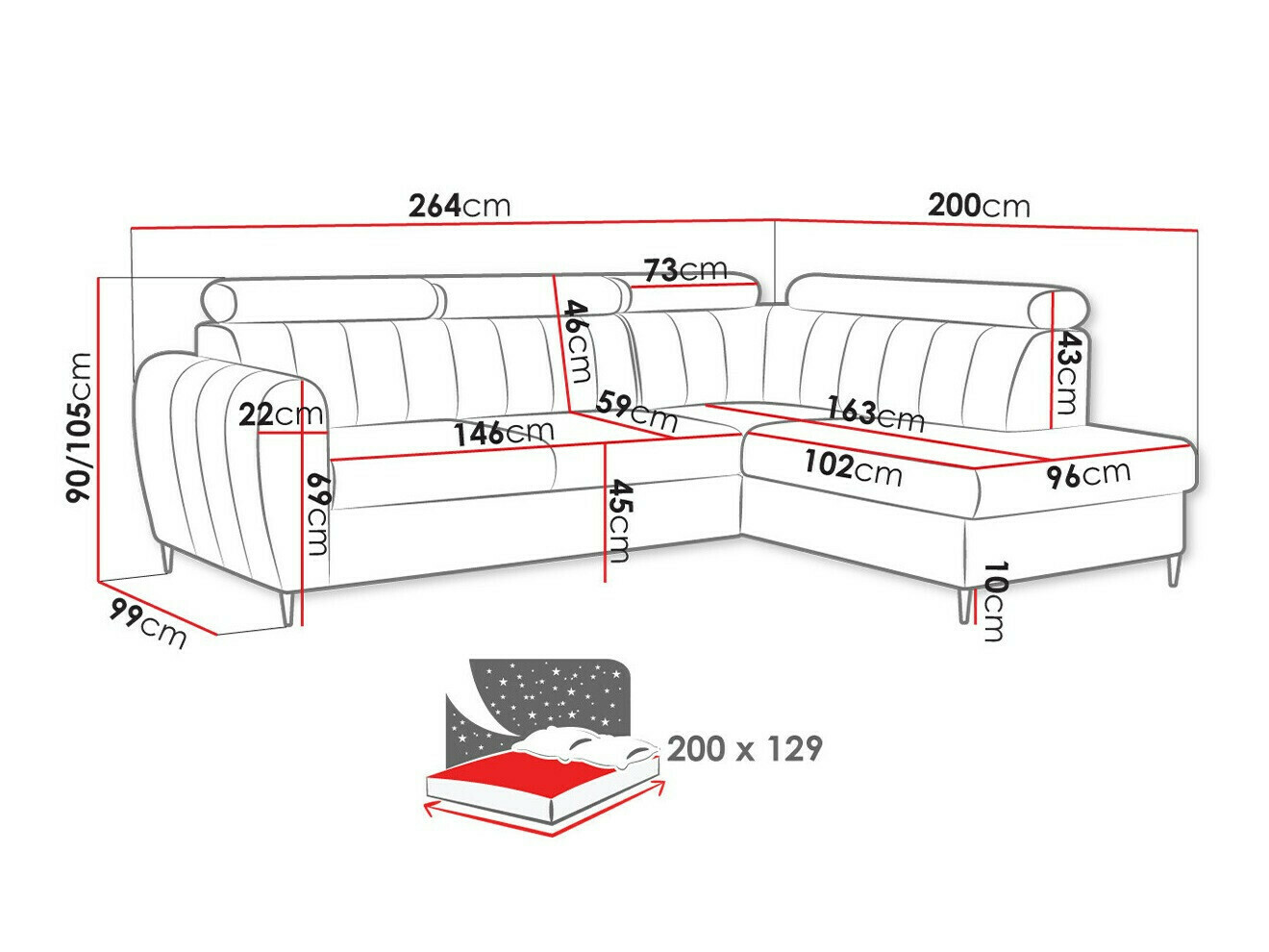 Sofá rinconero Temple 125 (Kronos 19)