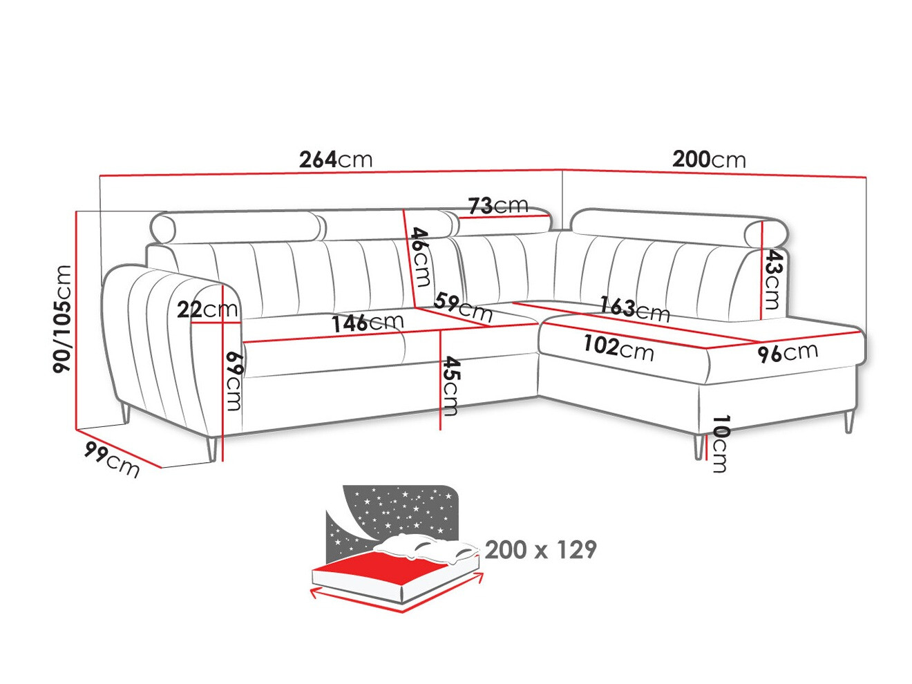 Sofá rinconero Temple 125 (Kronos 22)