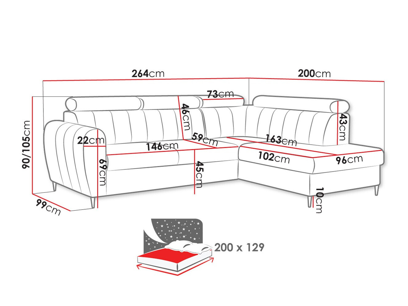 Sofá rinconero Temple 125 (Kronos 29)