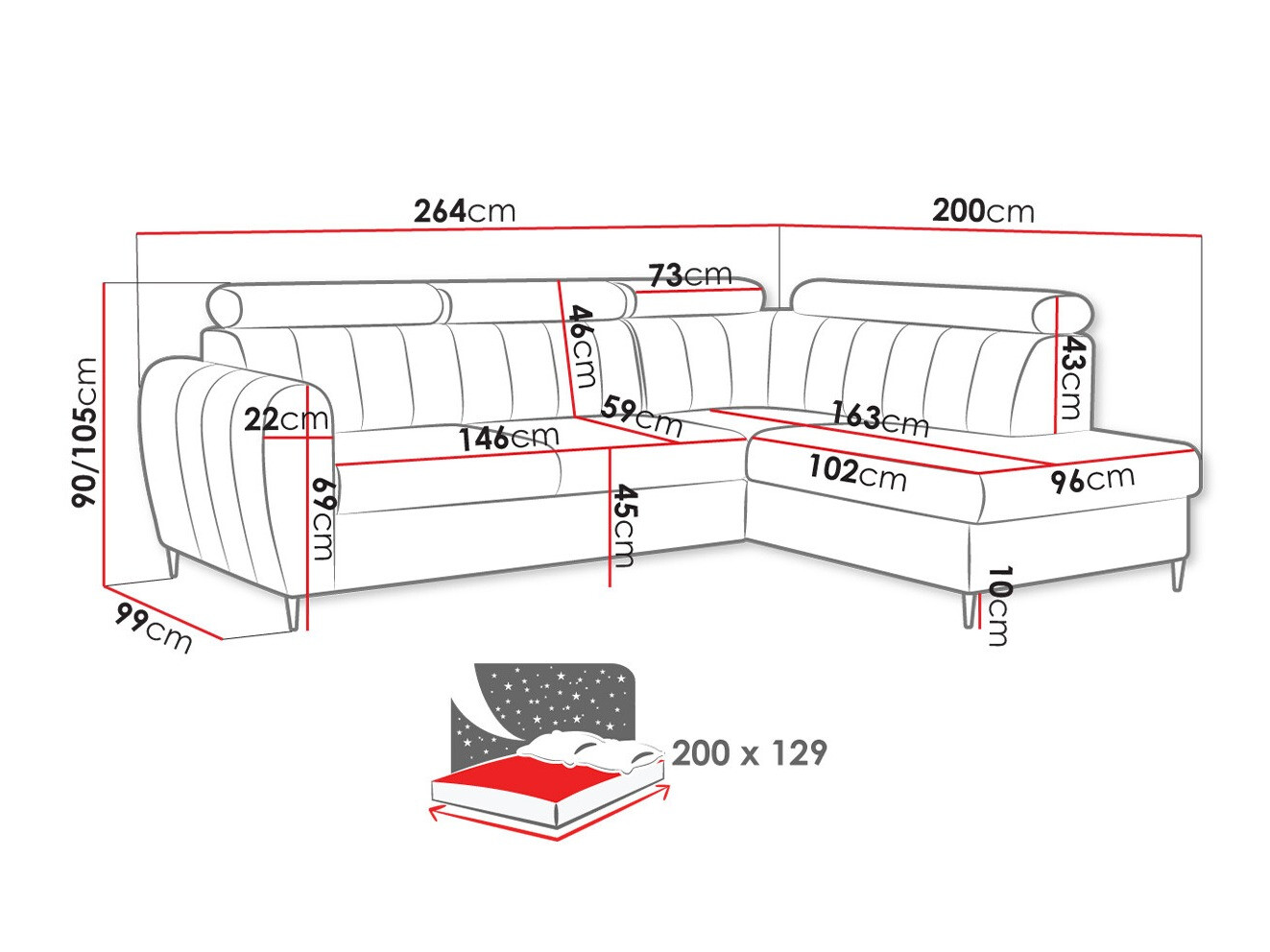 Sofá rinconero Temple 125 (Kronos 29)