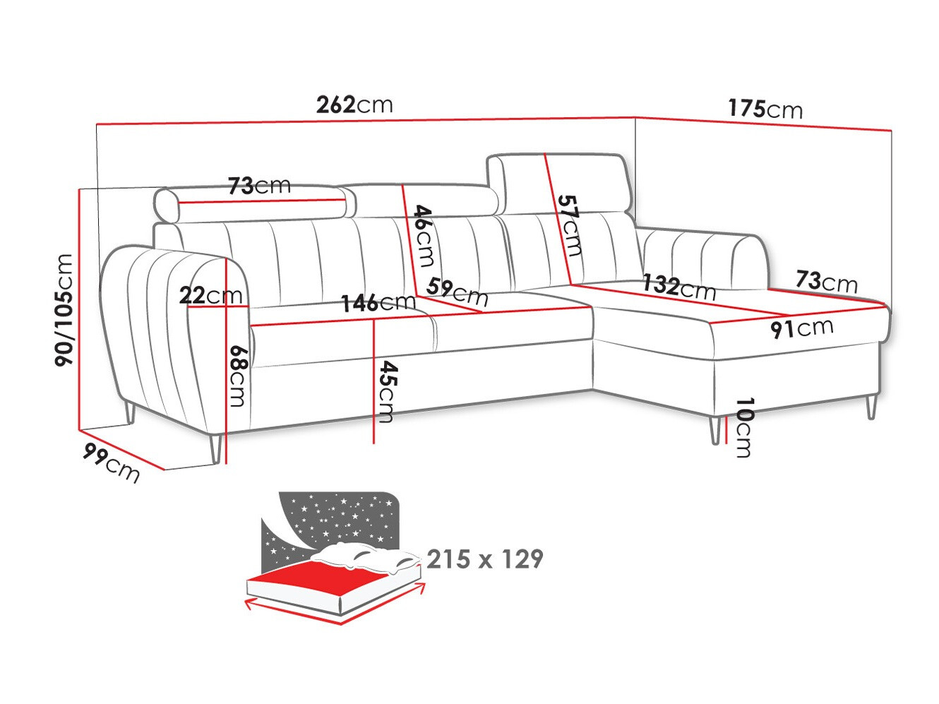 Sofá rinconero Temple 126 (Kronos 22)