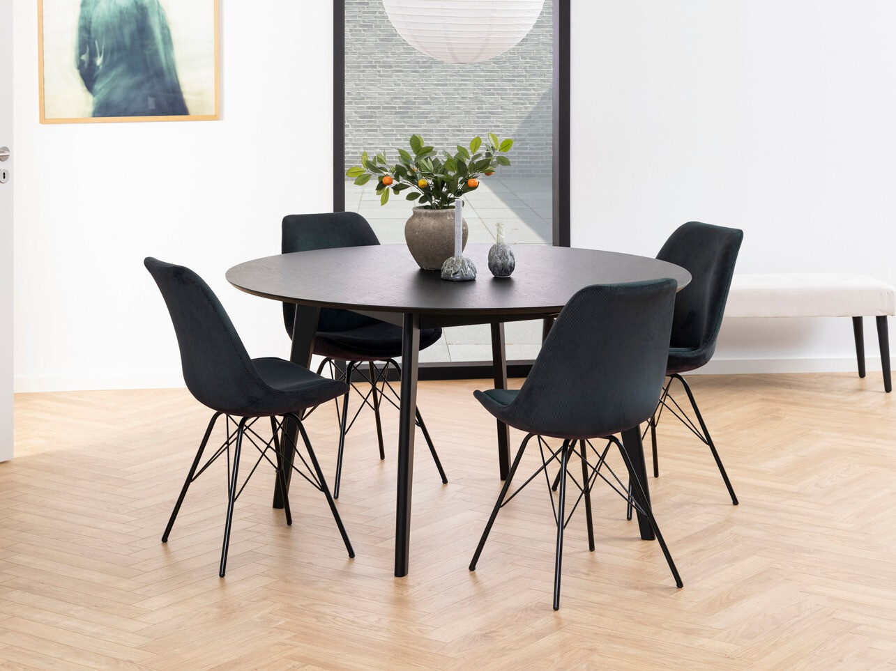 Conjunto de mesas y sillas para comedor Norsica 505 (Gris oscuro + Negro)