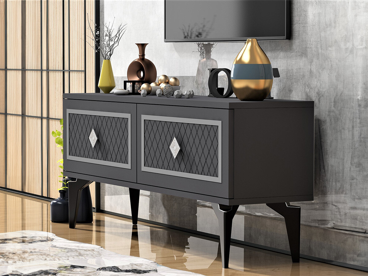 Mueble TV Kailua 1984 (Plata + Mármol negro)