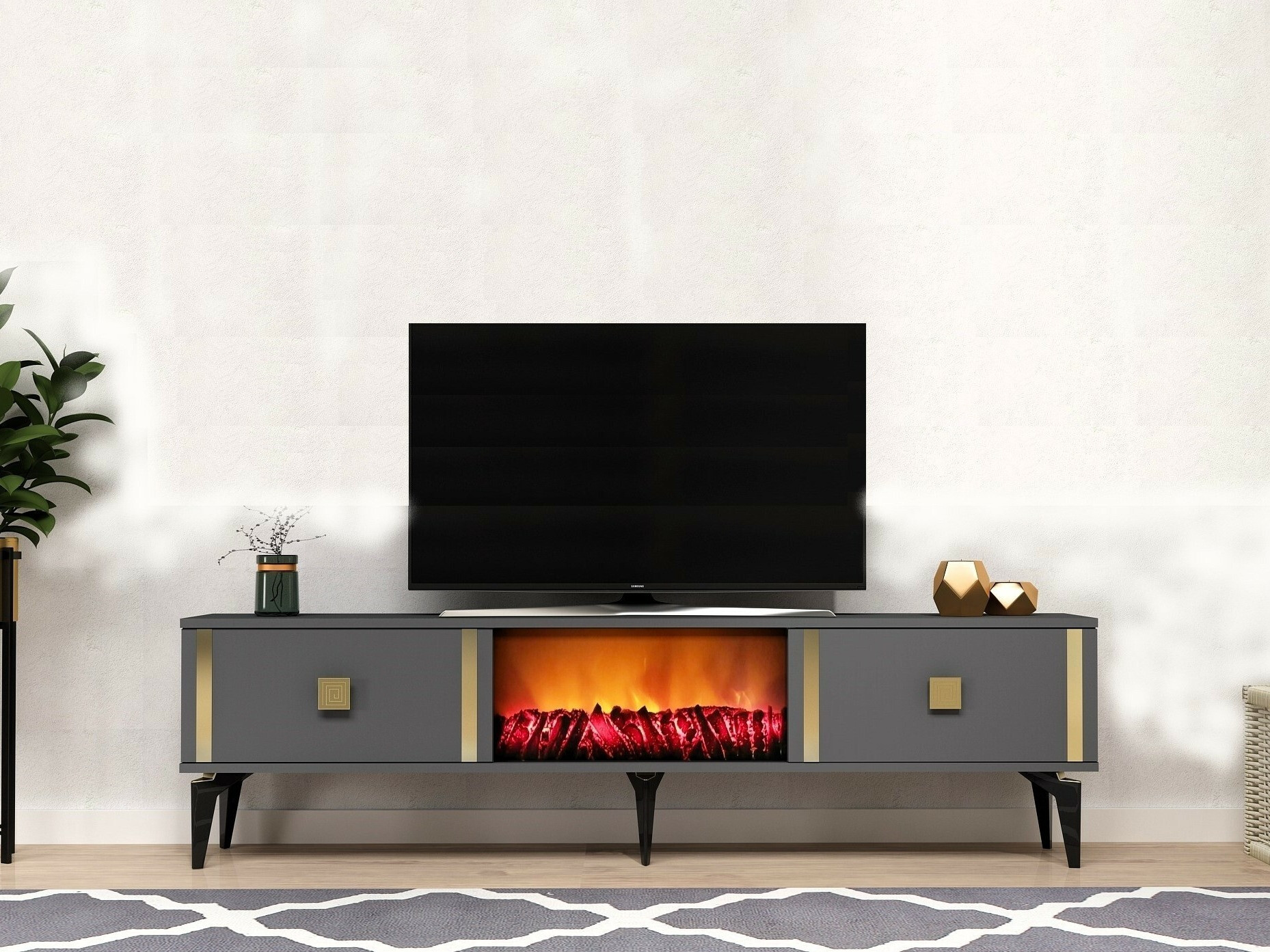 Mueble TV Kailua 1988 (Antracita + Dorado)