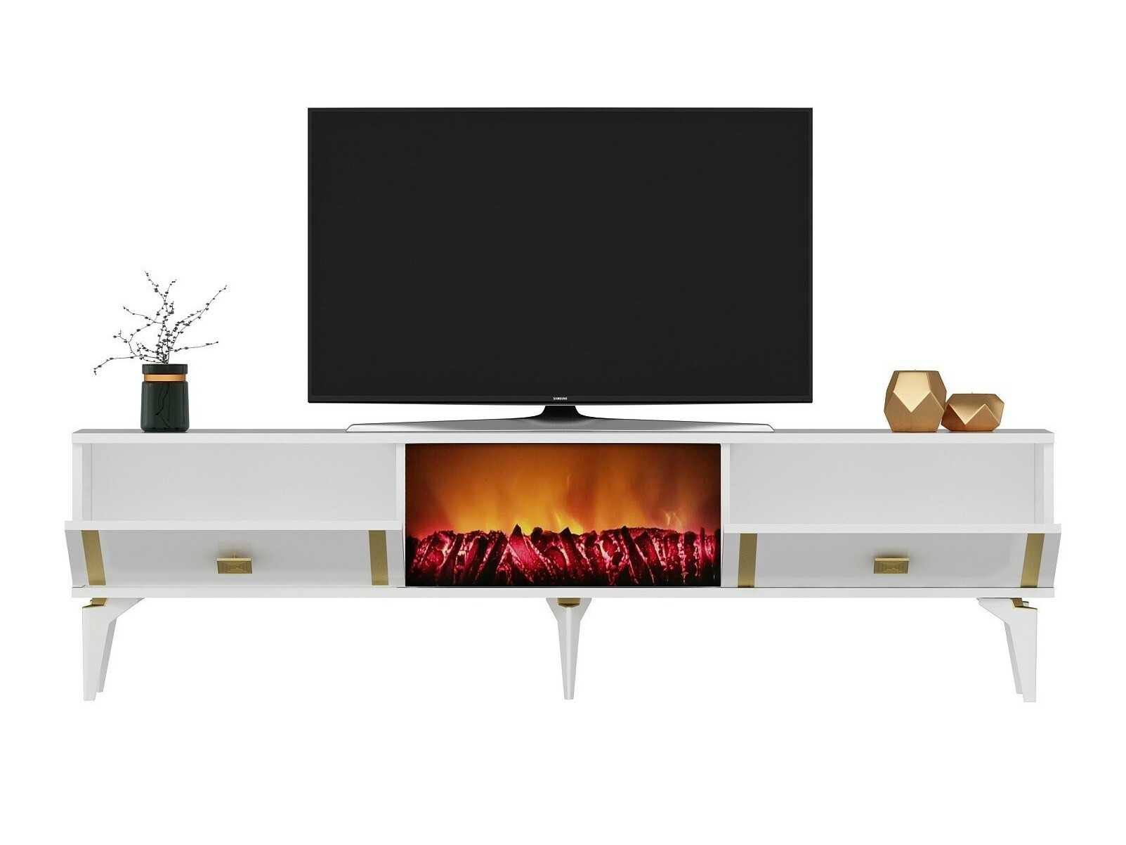 Mueble TV Kailua 1988 (Blanco + Dorado)