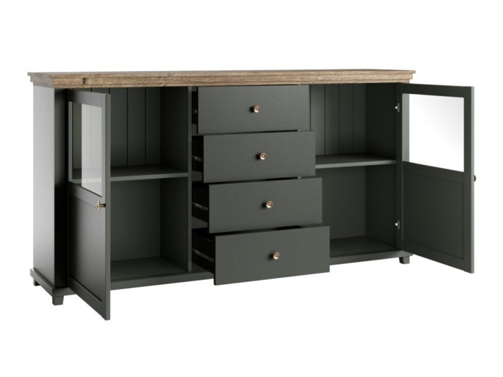 Cómoda Tolnue 103 (Verde oscuro + Roble de lefkada)