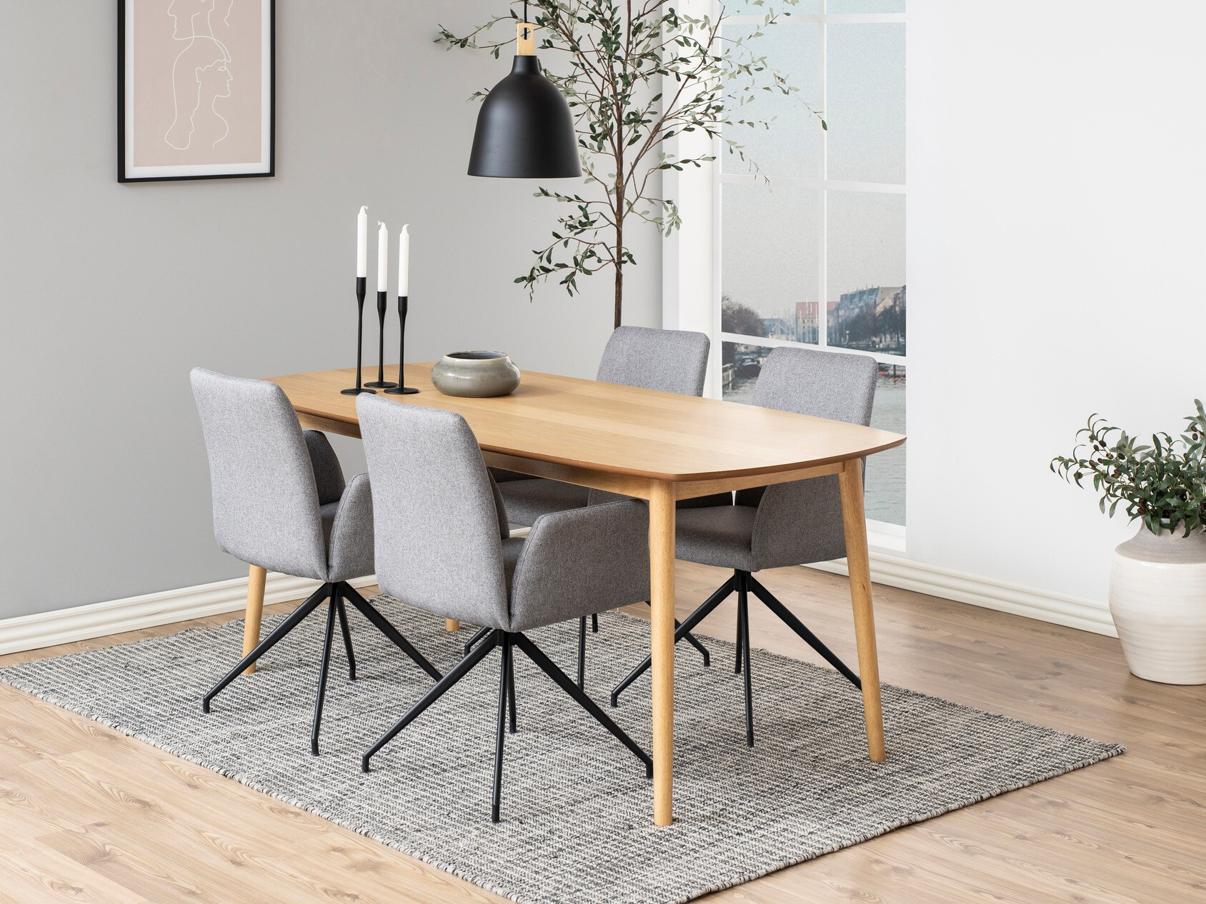 Conjunto de mesas y sillas para comedor Norsica Daltea 118 (Gris + Negro)