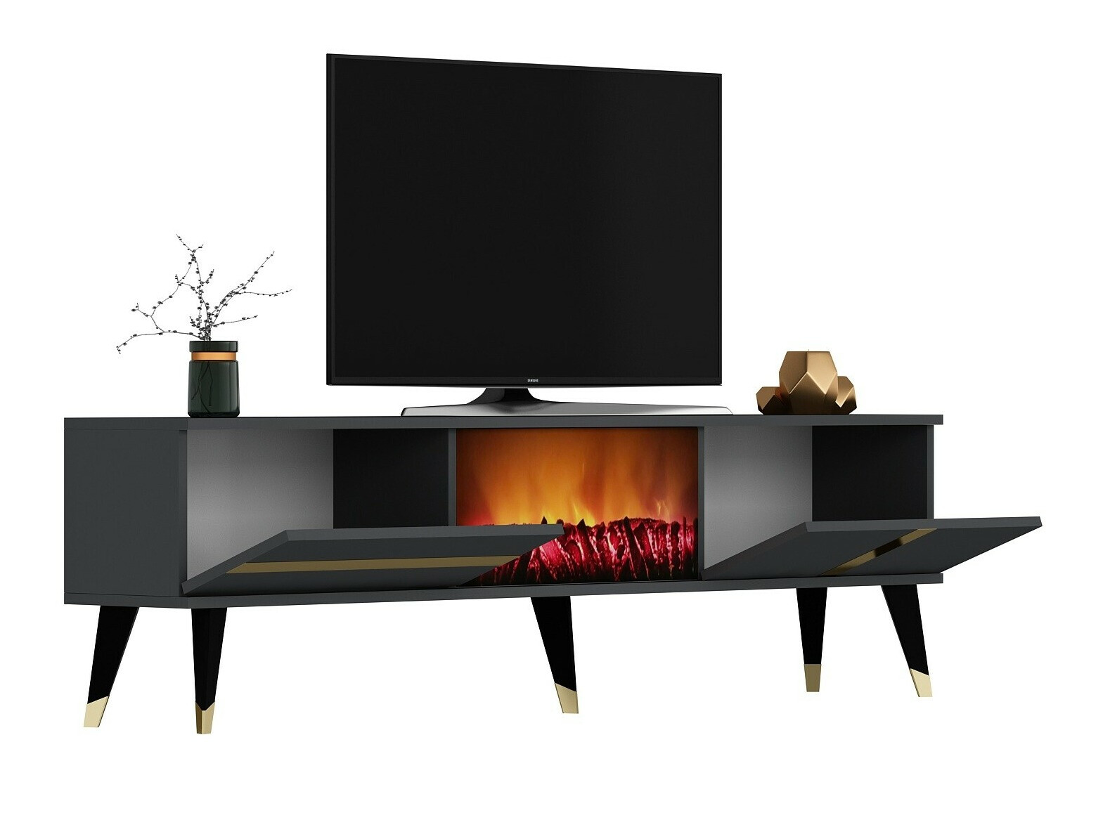 Mueble TV Kailua 1993 (Antracita + Dorado)