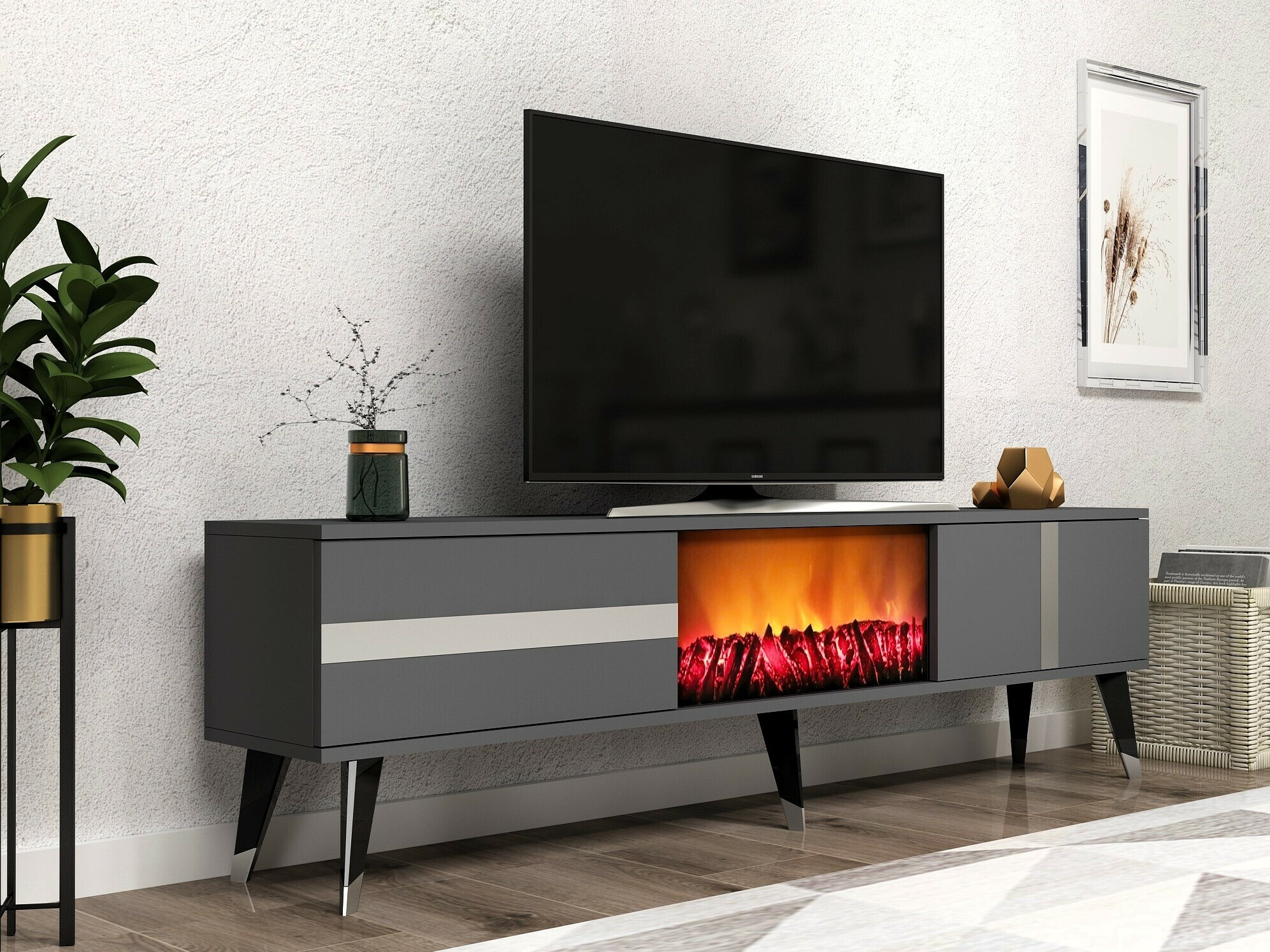 Mueble TV Kailua 1993 (Antracita + Plata)