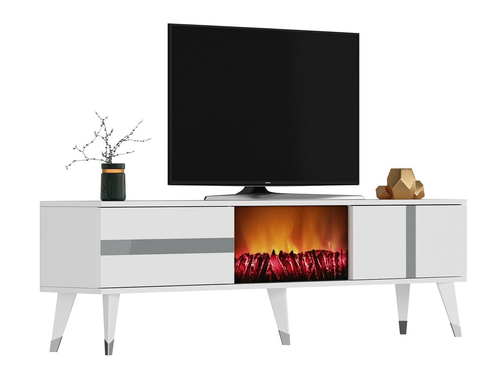 Mueble TV Kailua 1993 (Blanco + Plata)