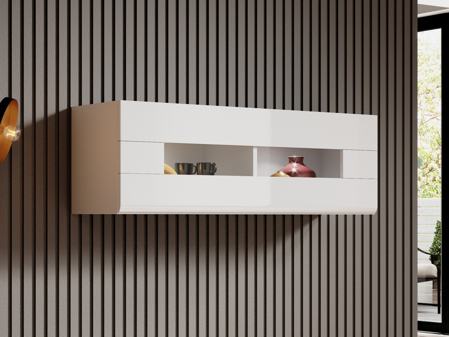 Armario de pared Torsone 116 (Blanco + Blanco brillante)