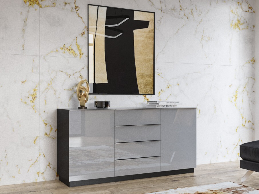 Cómoda Fervese 108 (Negro + Gris brillante)