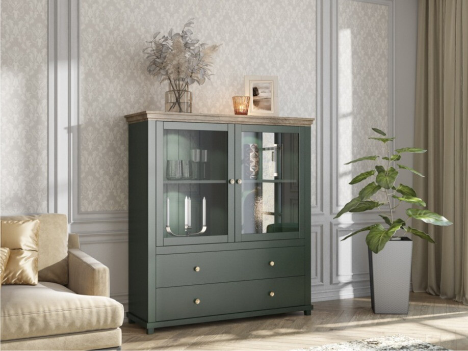 Cómoda Tolnue 105 (Verde oscuro + Roble de lefkada)