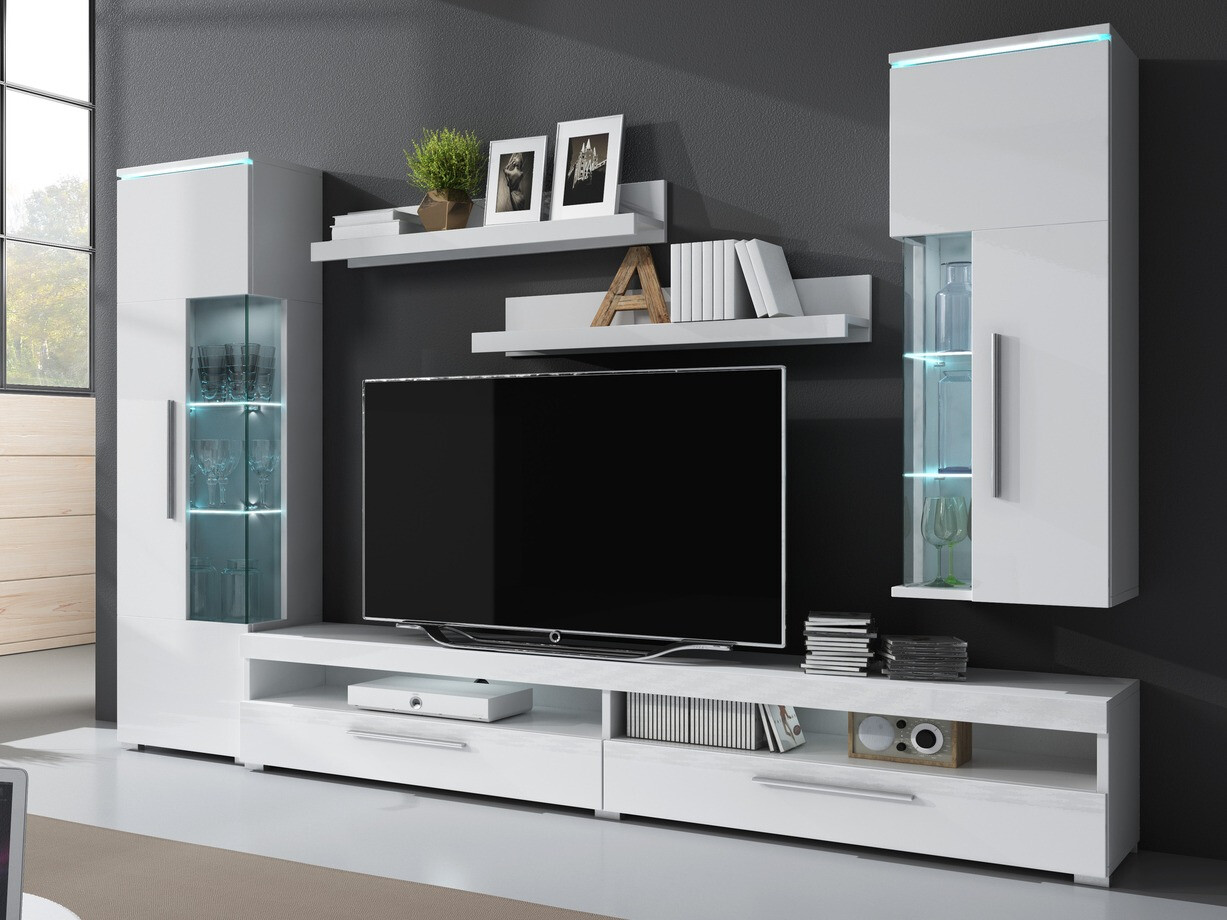 Conjunto de salón Torvire 108 (Blanco + Blanco brillante)