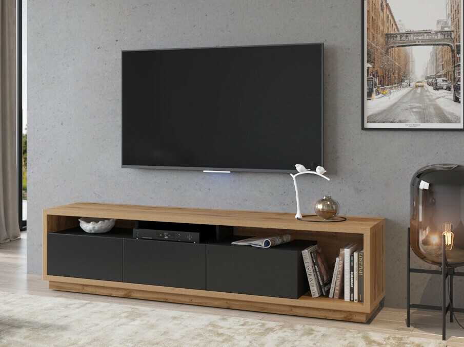 Mueble TV Austin 357 (Roble wotan + Negro mate)