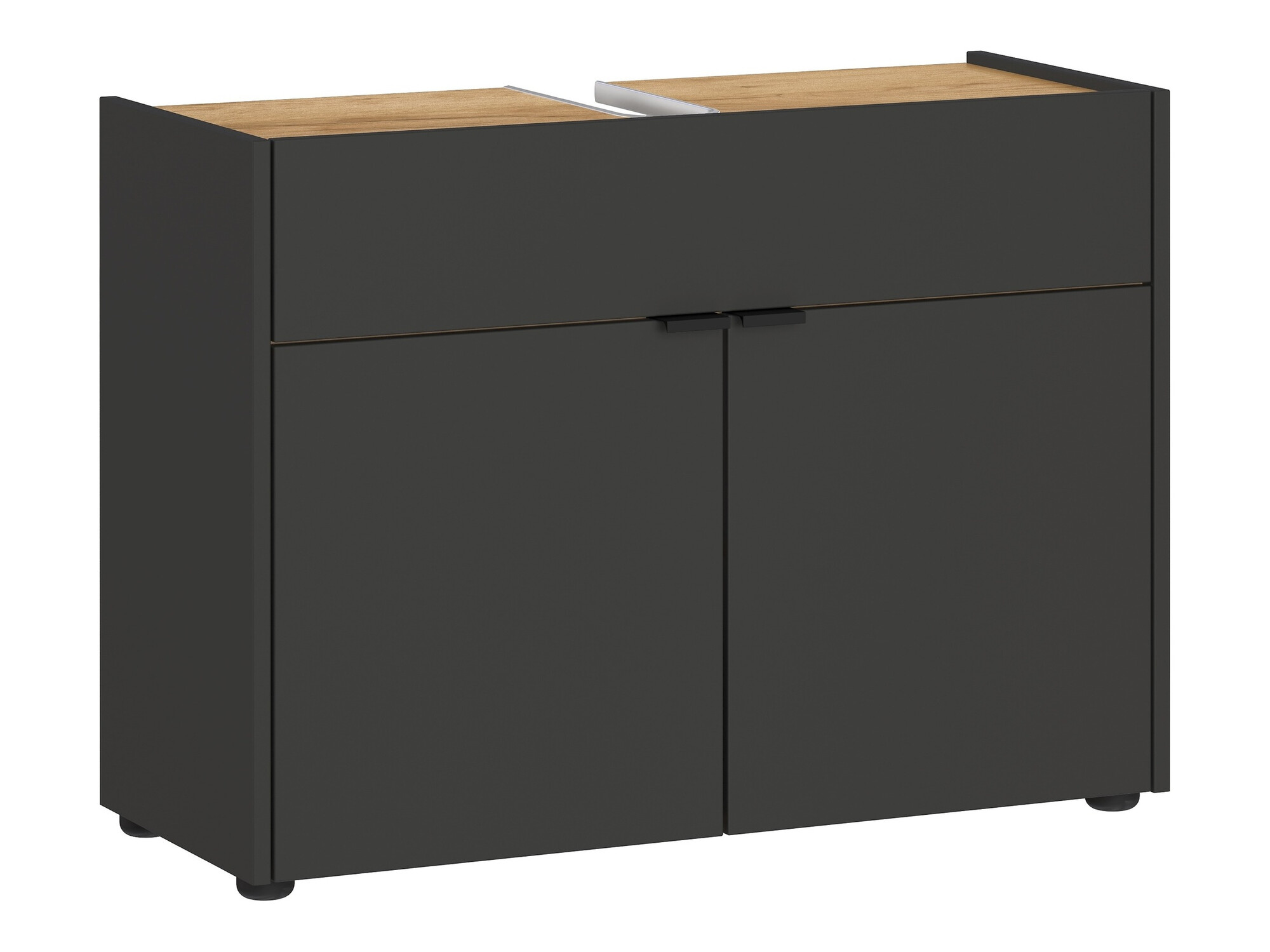 Armario de baño de pie para lavabo Ventei 100 (Grafito + Navarra roble)