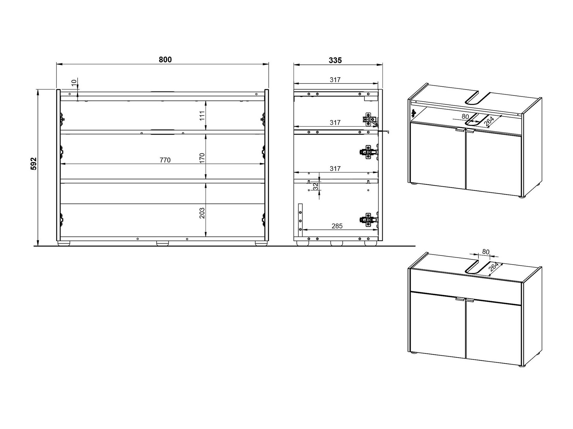 Armario de baño de pie para lavabo Ventei 100 (Grafito + Navarra roble)