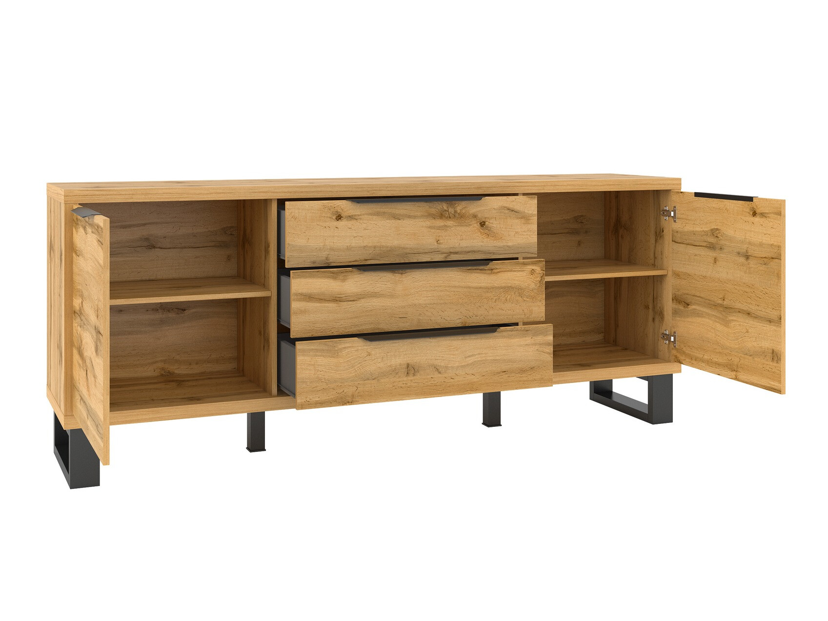 Cómoda Avicavu 102 (Roble wotan + Negro)