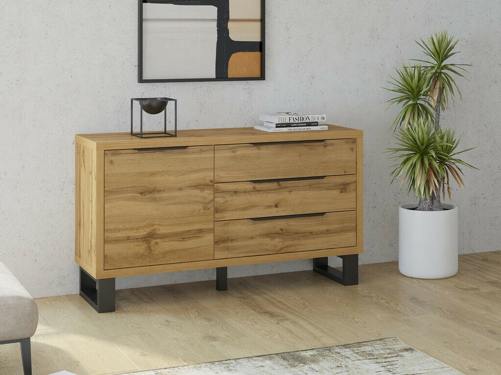 Cómoda Avicavu 109 (Roble wotan + Negro)