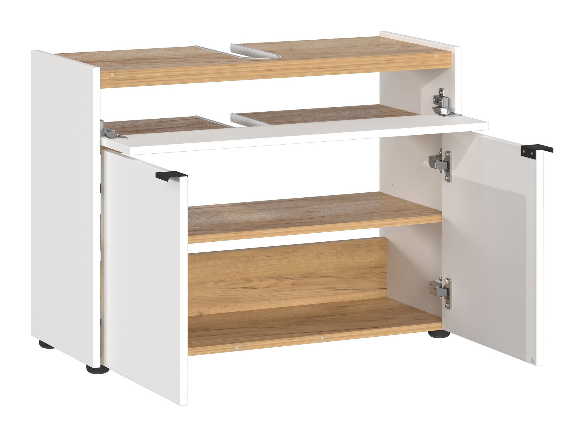 Conjunto de mueble de baño Ventei 104 (Blanco + Navarra roble)