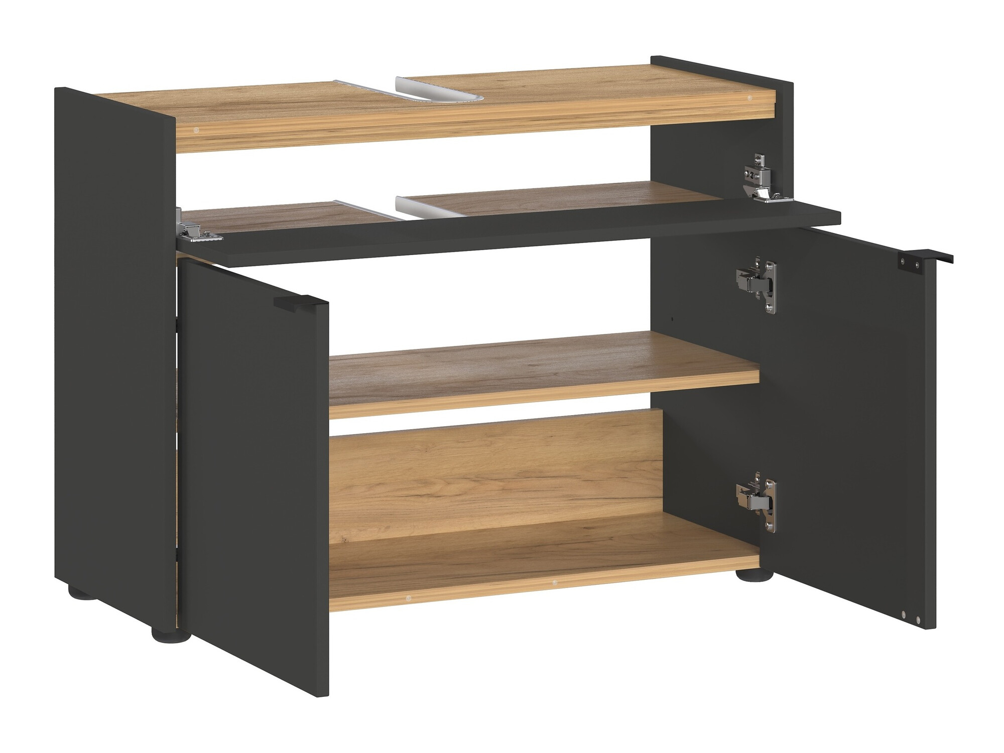 Conjunto de mueble de baño Ventei 104 (Grafito + Navarra roble)