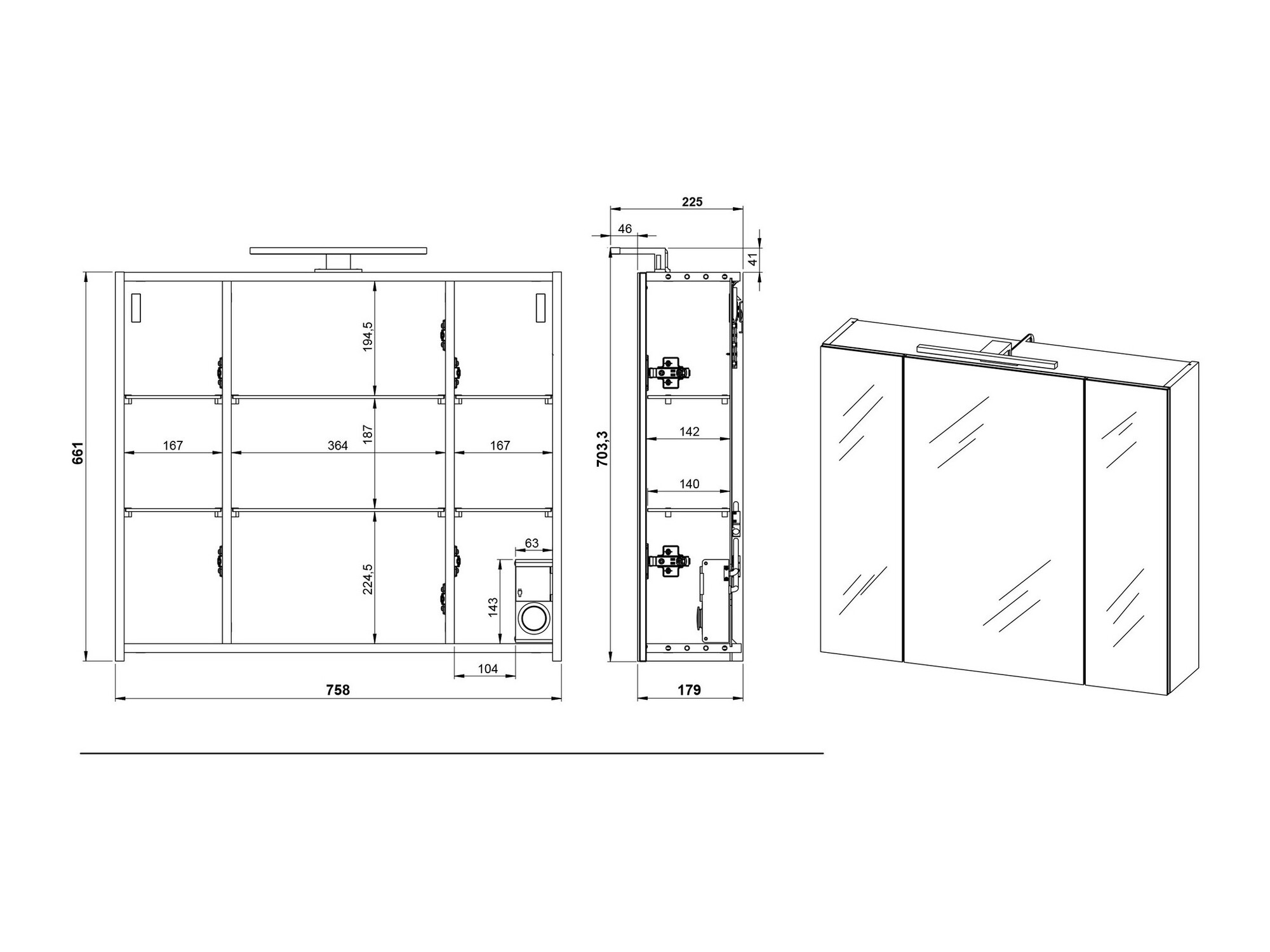 Conjunto de mueble de baño Ventei 104 (Grafito + Navarra roble)