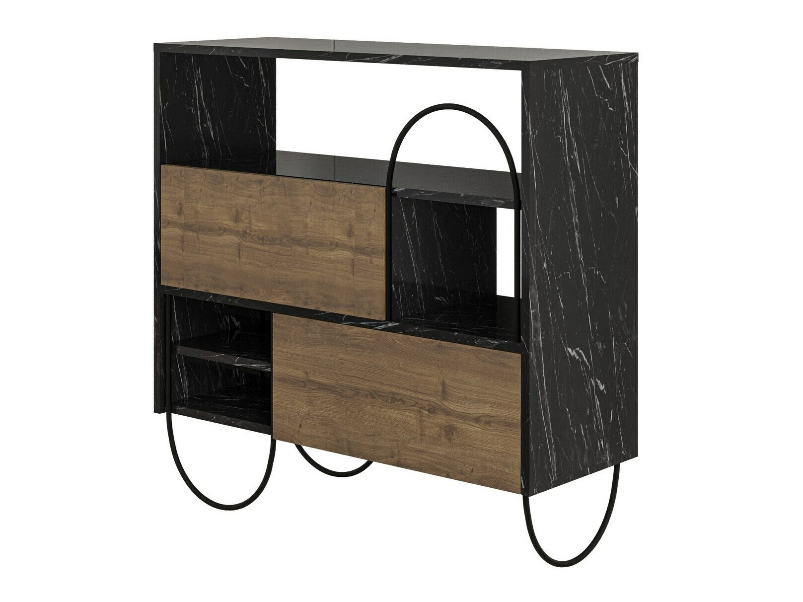 Estante para zapatos Kailua 2018 (Mármol negro + Madera oscura)