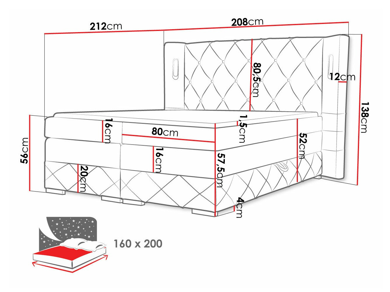 Cama continental Baltimore 187 (Kameleon 04)