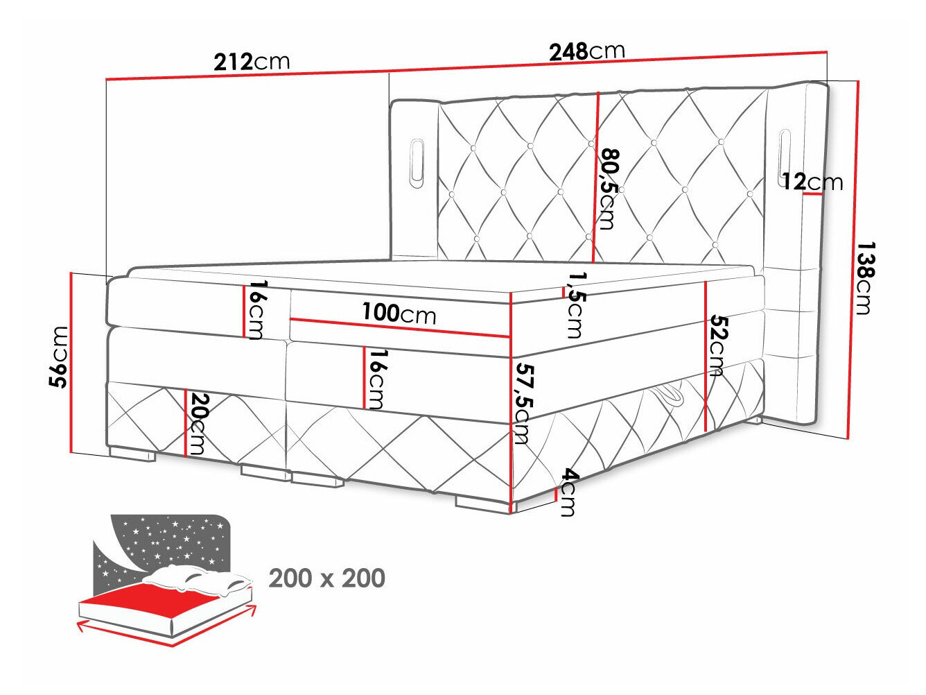 Cama continental Baltimore 187 (Kameleon 04)