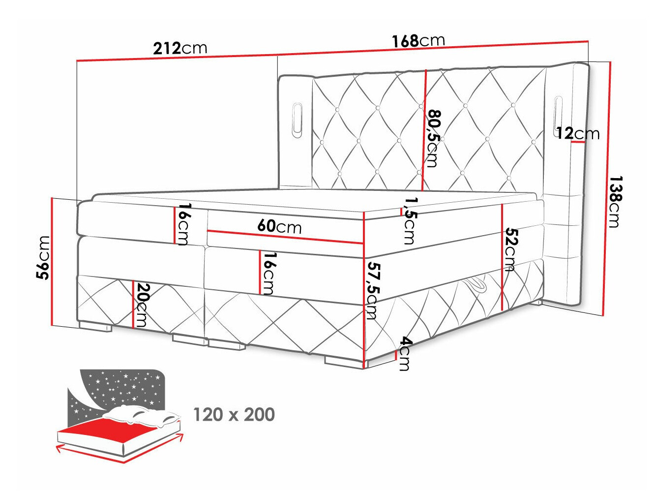 Cama continental Baltimore 187 (Kameleon 48)