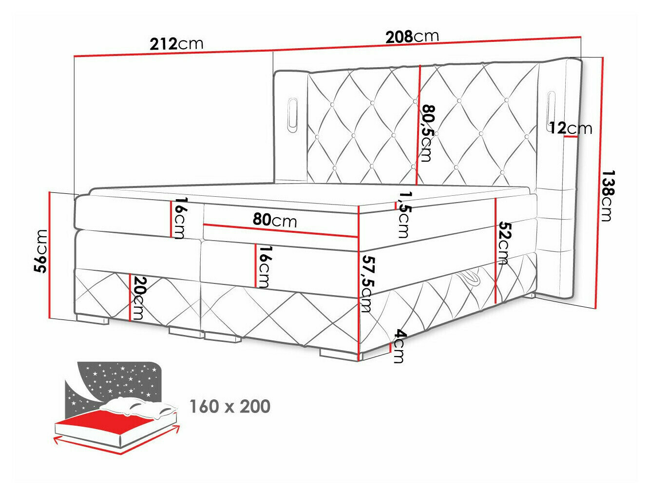 Cama continental Baltimore 187 (Kameleon 59)
