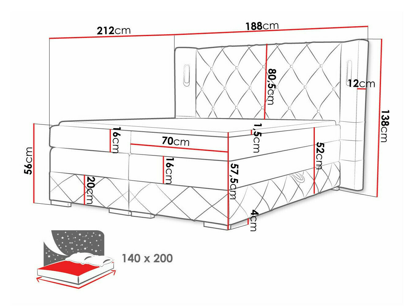 Cama continental Baltimore 187 (Kameleon 92)