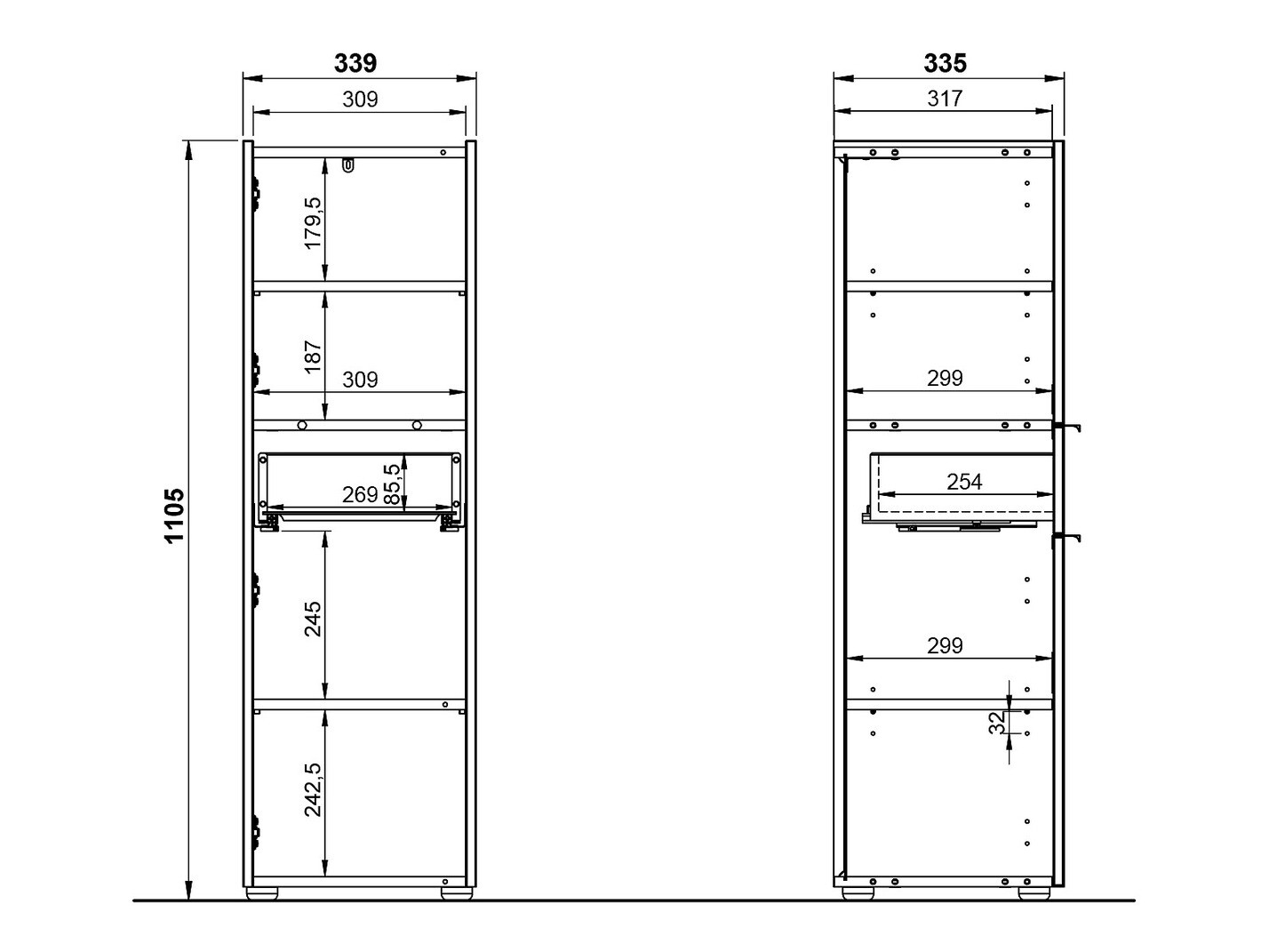 Conjunto de mueble de baño Ventei 109 (Grafito + Navarra roble)