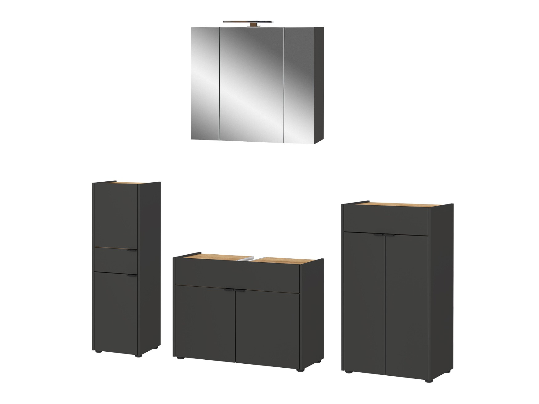 Conjunto de mueble de baño Ventei 109 (Grafito + Navarra roble)