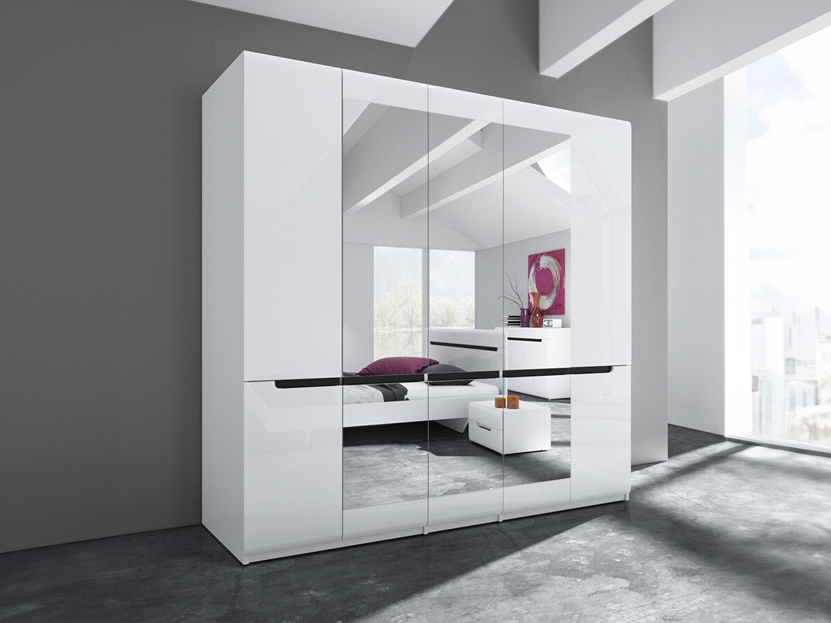 Armario Austin B103 (Blanco + Blanco brillante)