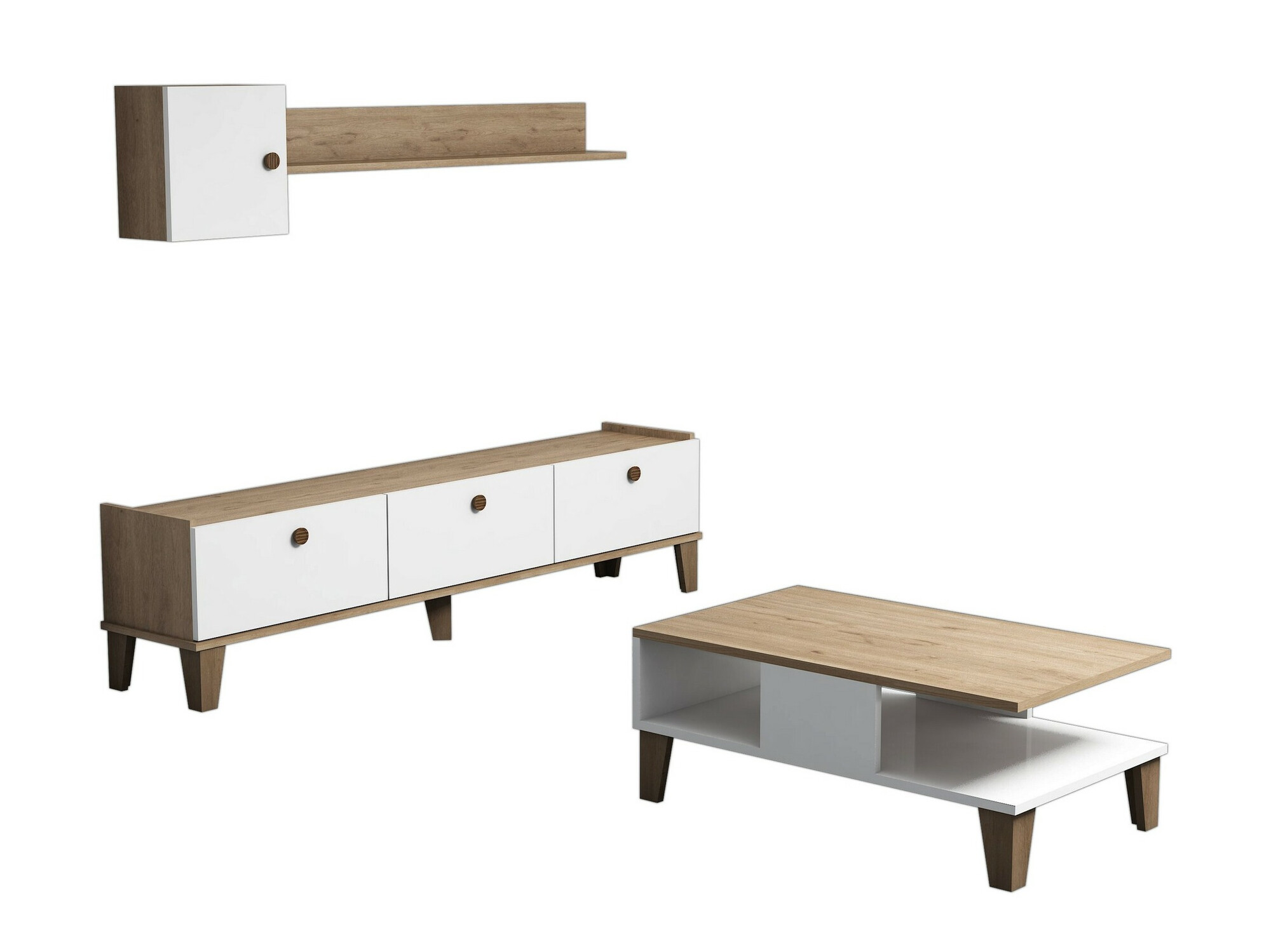 Conjunto de salón Kailua 723 (Roble + Blanco)