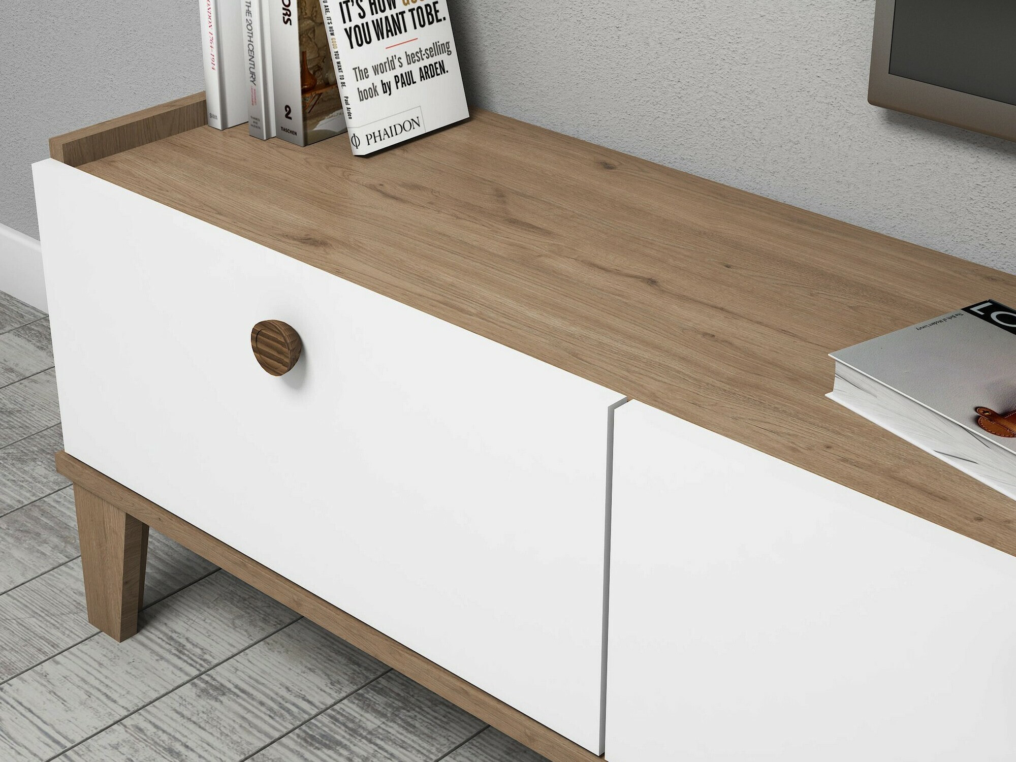 Mueble TV Kailua 2029 (Roble + Blanco)