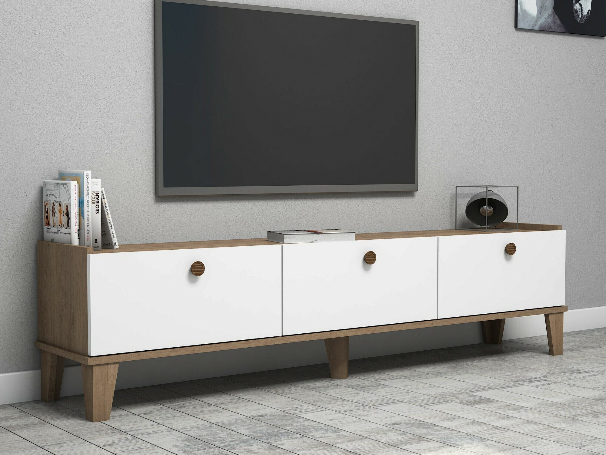 Mueble TV Kailua 2029 (Roble + Blanco)