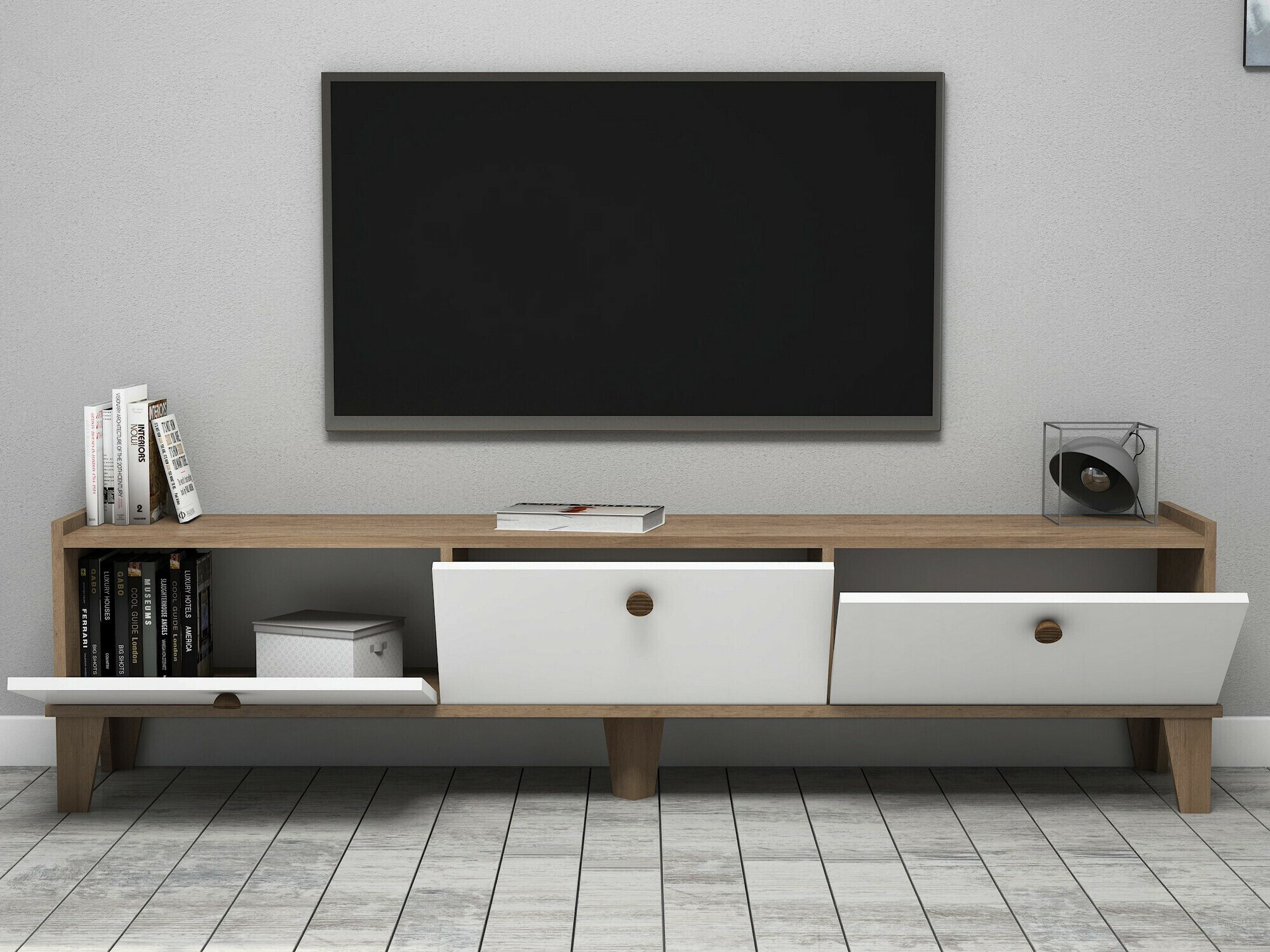 Mueble TV Kailua 2029 (Roble + Blanco)