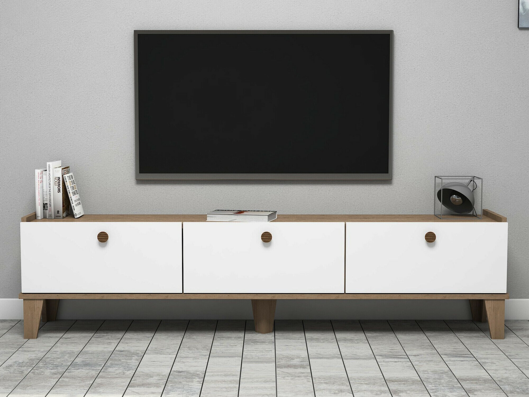 Mueble TV Kailua 2029 (Roble + Blanco)
